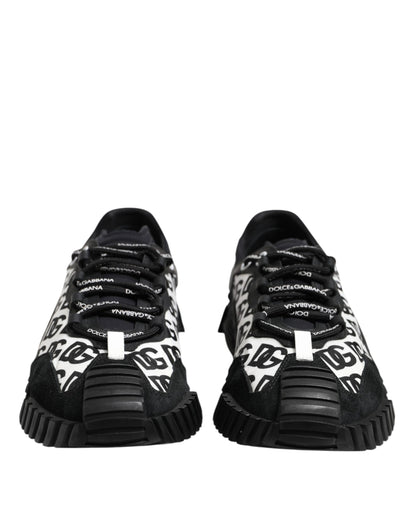 Dolce & Gabbana Black Logo Lace Up Low Top NS1 Sneakers Shoes