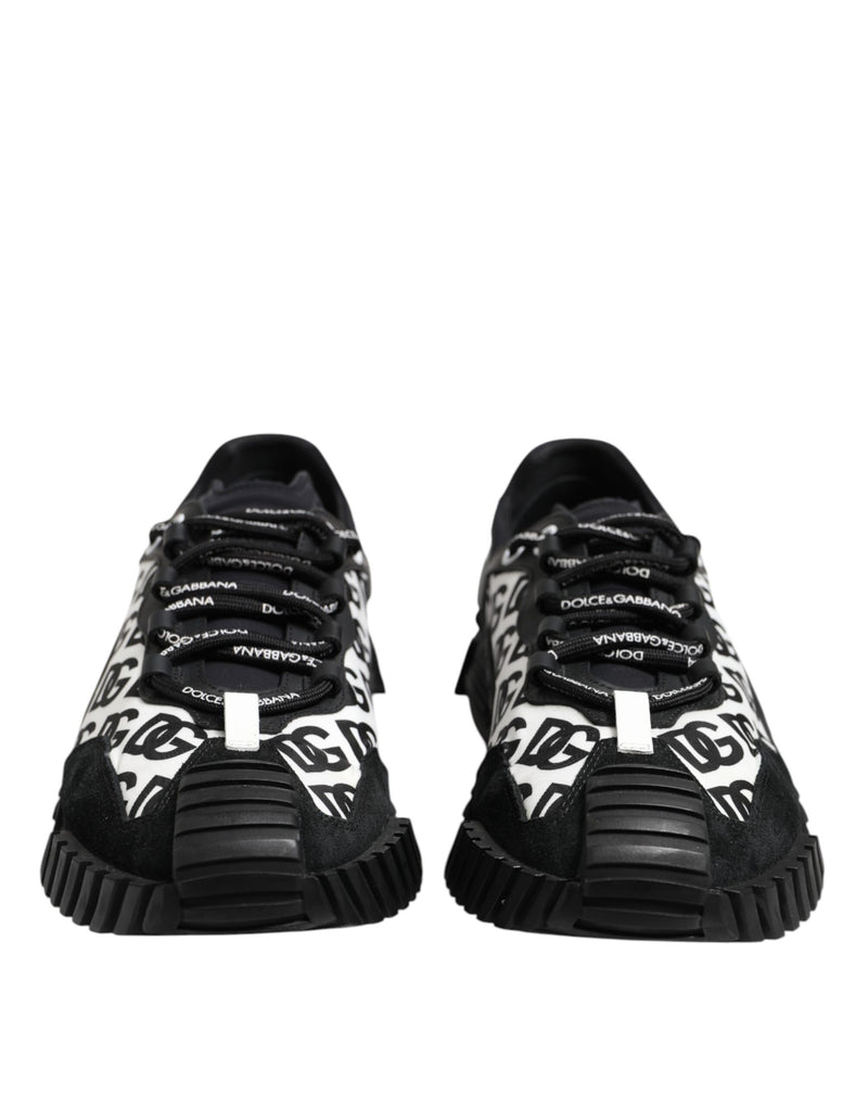 Dolce & Gabbana Black Logo Lace Up Low Top NS1 Sneakers