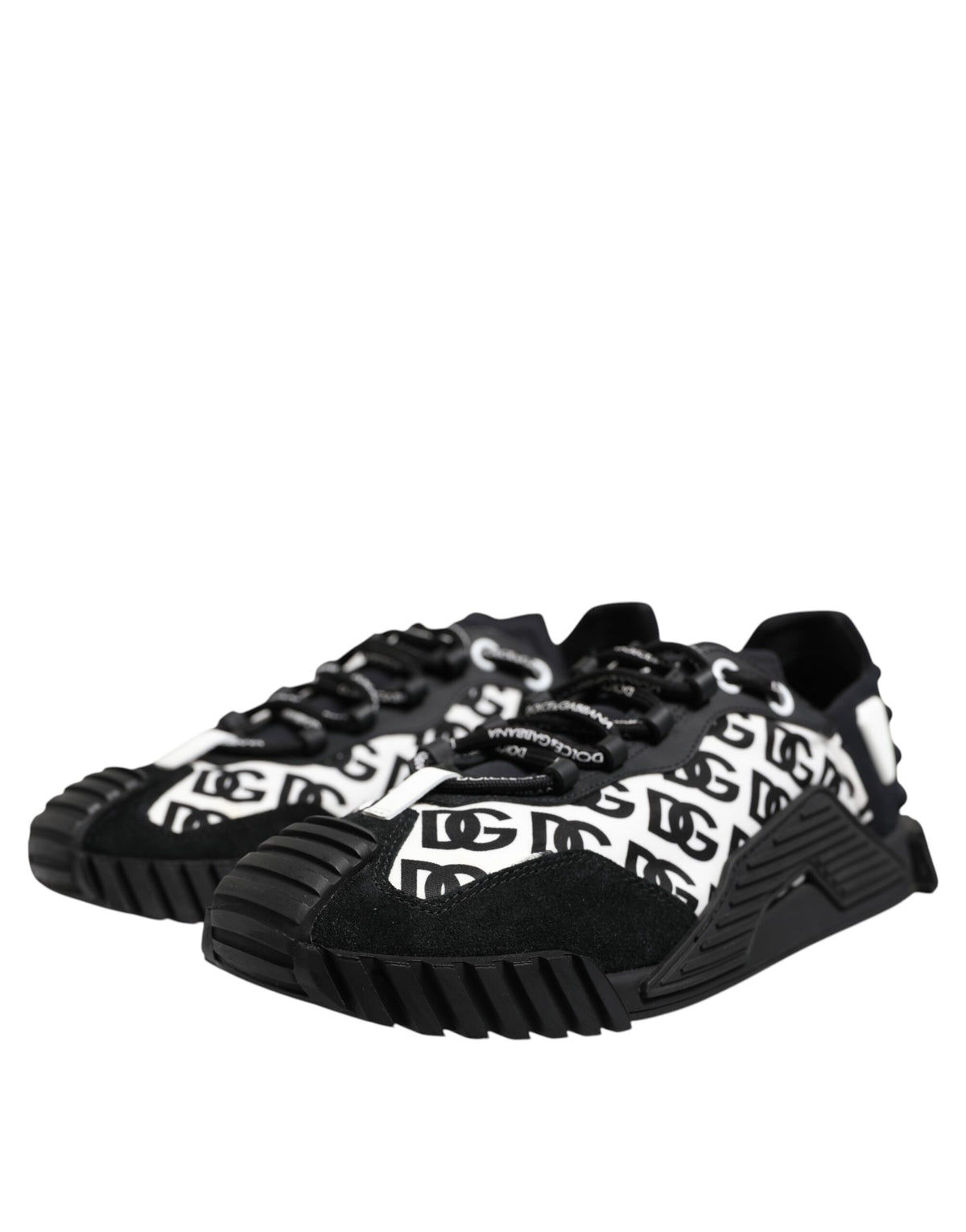 Dolce & Gabbana Black Logo Lace Up Low Top NS1 Sneakers
