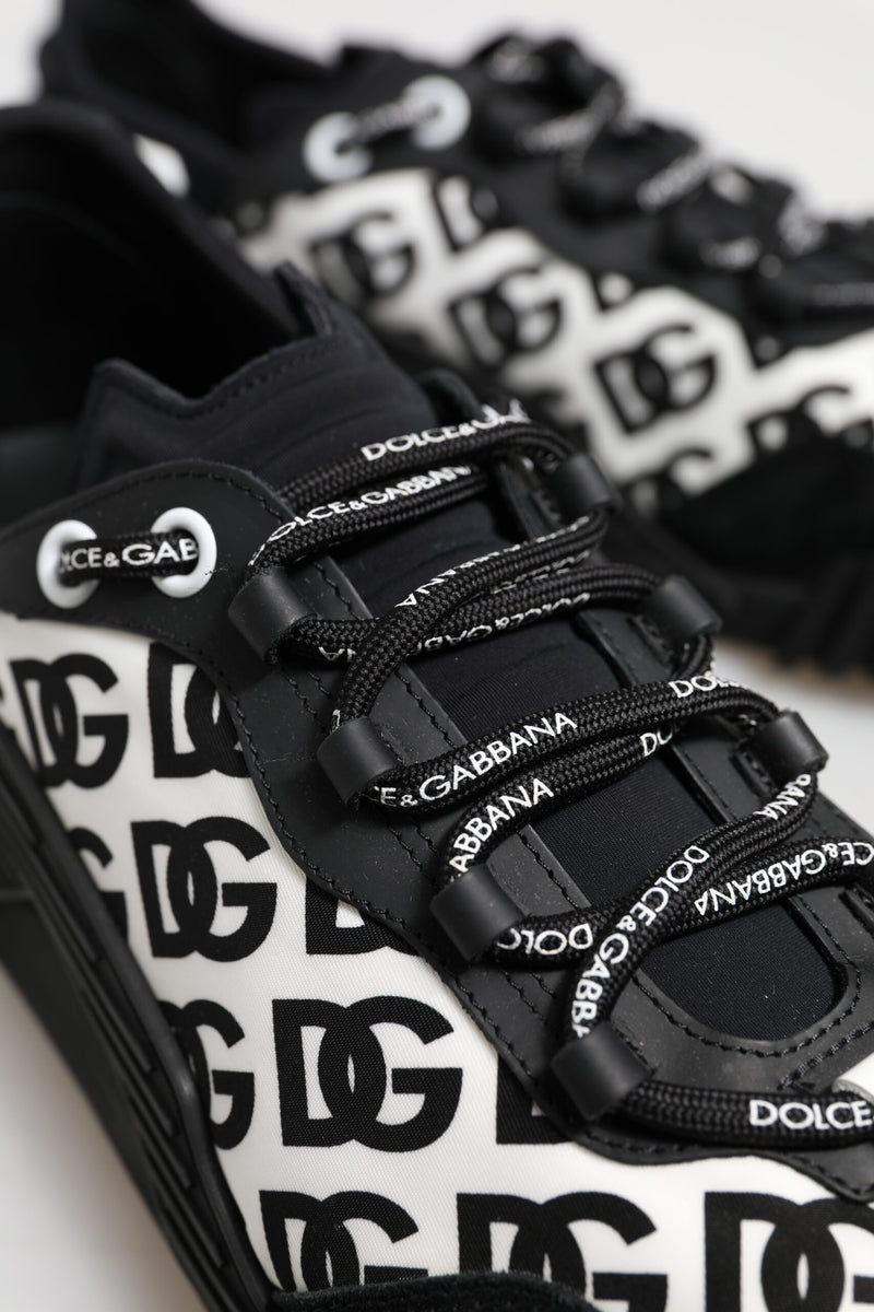 Dolce & Gabbana Black Logo Lace Up Low Top NS1 Sneakers