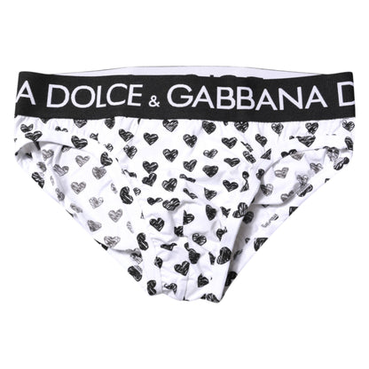 Dolce & Gabbana White Heart Printed Regular Brief Underwear