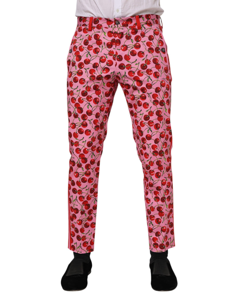 Pantalon-robe en coton à imprimé cerise rose de Dolce &amp; Gabbana