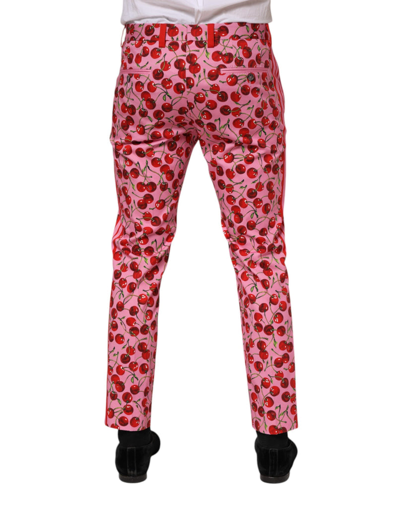 Pantalon-robe en coton à imprimé cerise rose de Dolce &amp; Gabbana