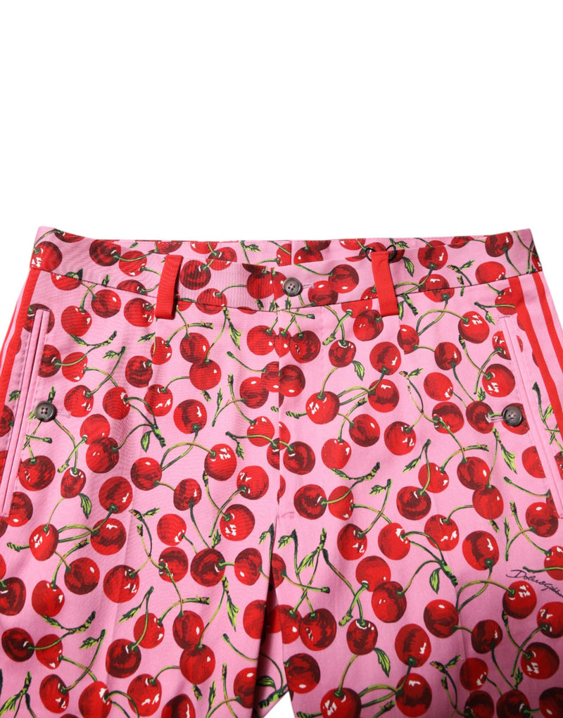 Pantalon-robe en coton à imprimé cerise rose de Dolce &amp; Gabbana