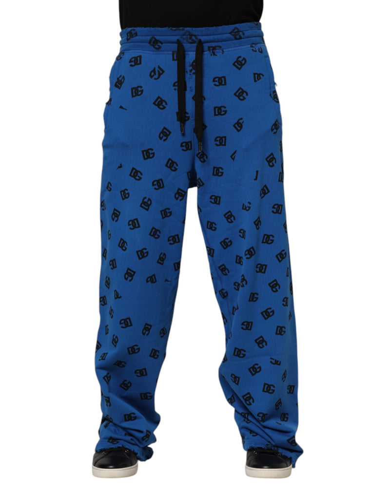 Sweat-pants homme Dolce &amp; Gabbana, jogging bleu avec logo imprimé.