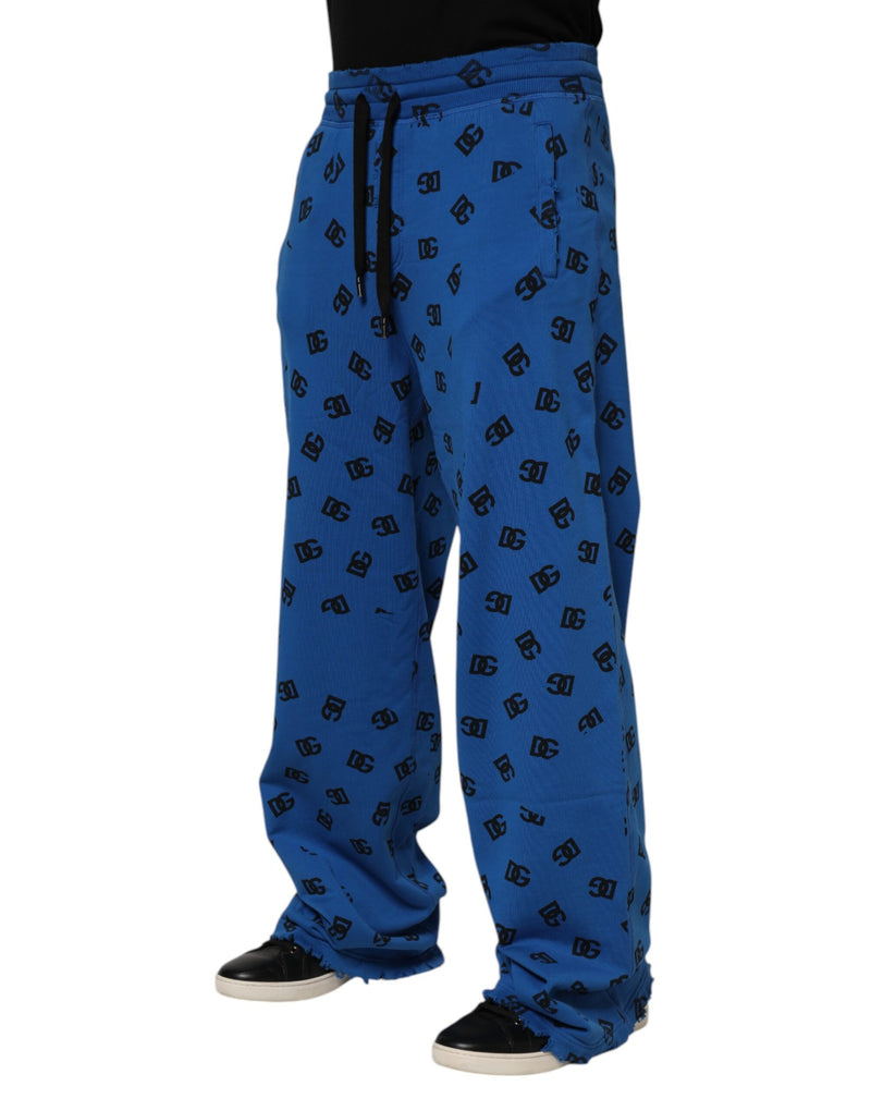 Sweat-pants homme Dolce &amp; Gabbana, jogging bleu avec logo imprimé.