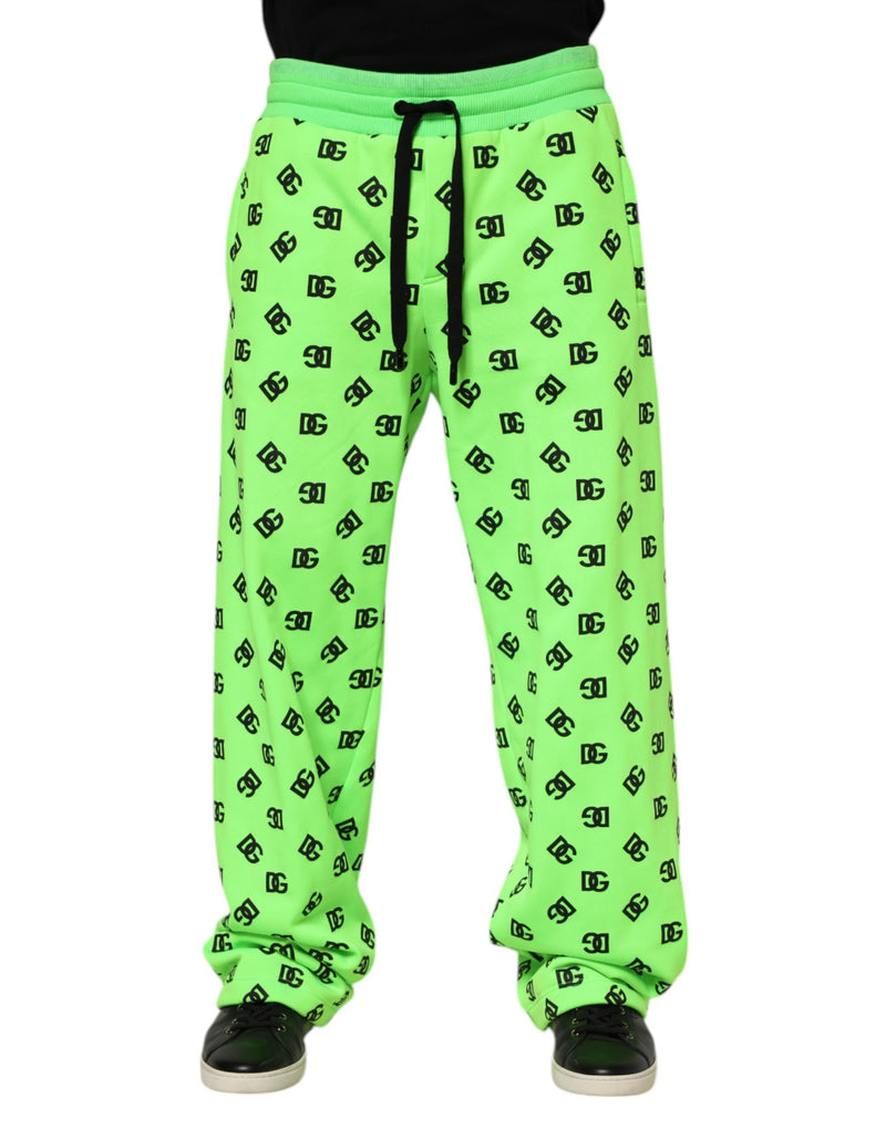 Sweat-pants jogging homme Dolce &amp; Gabbana, imprimé logo vert.