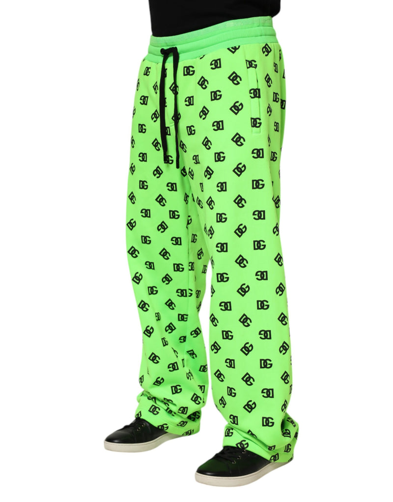 Sweat-pants jogging homme Dolce &amp; Gabbana, imprimé logo vert.