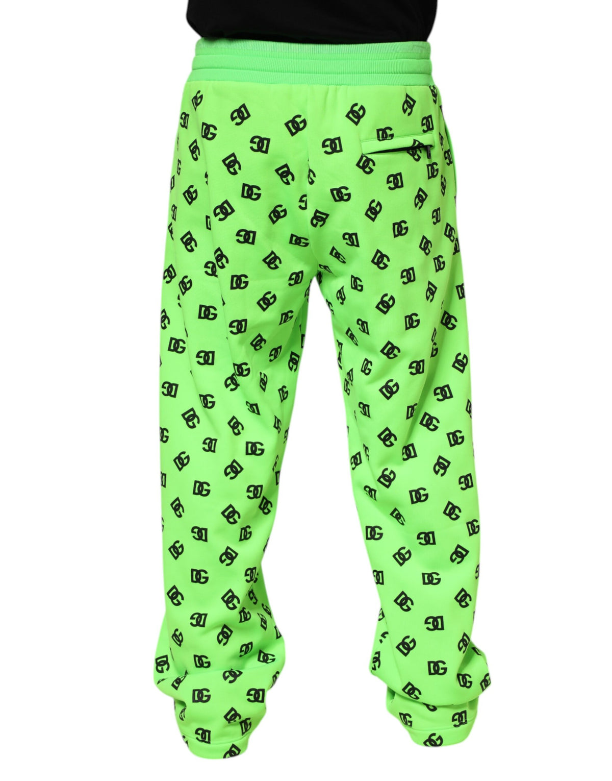 Sweat-pants jogging homme Dolce &amp; Gabbana, imprimé logo vert.