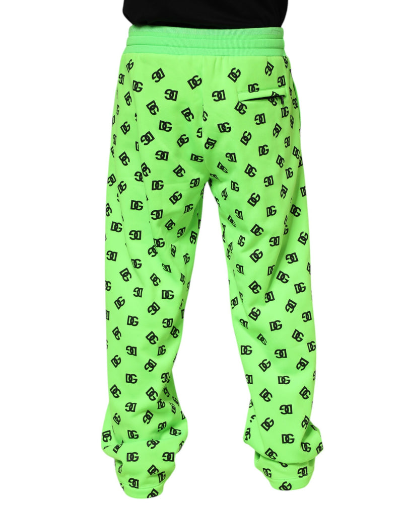 Sweat-pants jogging homme Dolce &amp; Gabbana, imprimé logo vert.