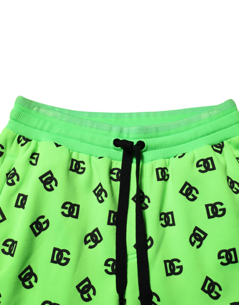 Sweat-pants jogging homme Dolce &amp; Gabbana, imprimé logo vert.