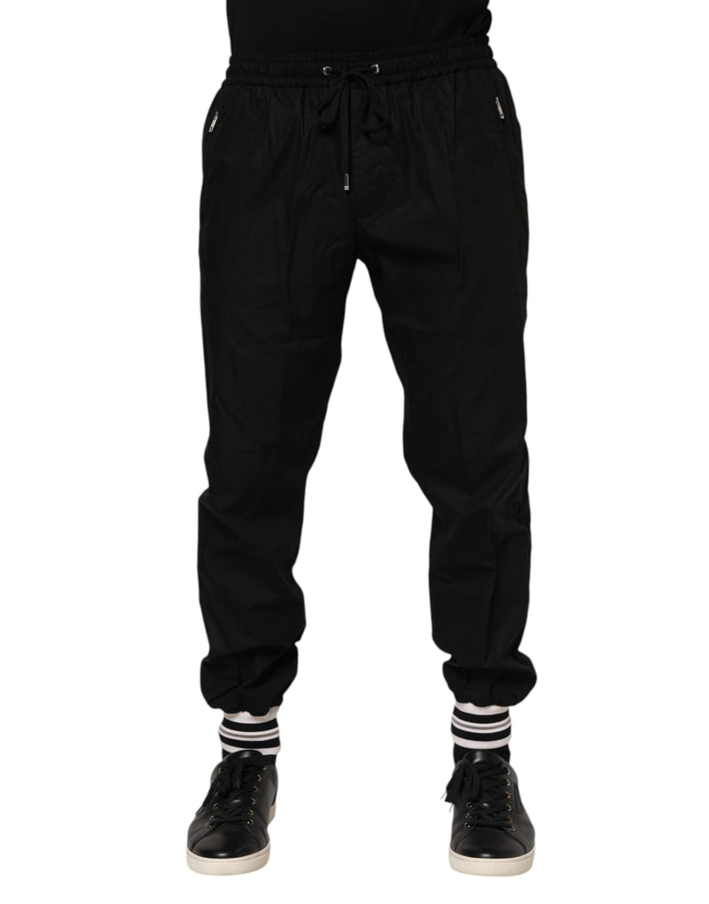 Pantalon de jogging homme en coton noir avec logo à bande de Dolce &amp; Gabbana