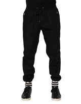 Pantalon de jogging homme en coton noir avec logo à bande de Dolce &amp; Gabbana
