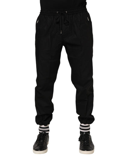 Pantalon de jogging homme en coton noir avec logo à bande de Dolce &amp; Gabbana