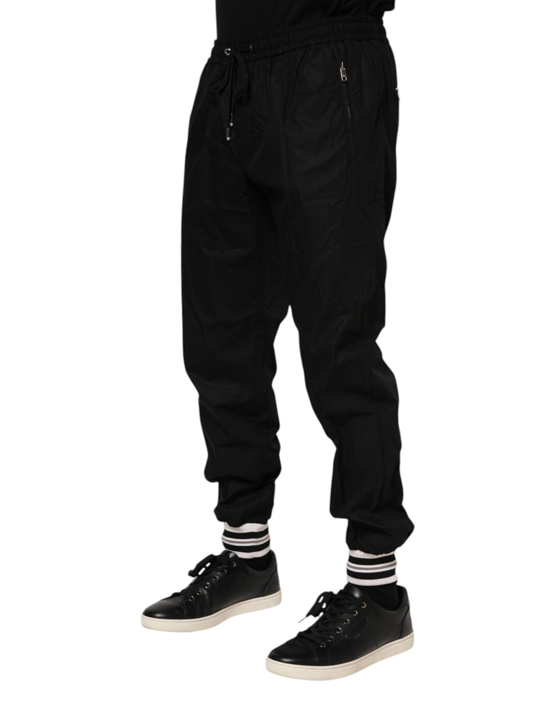 Pantalon de jogging homme en coton noir avec logo à bande de Dolce &amp; Gabbana