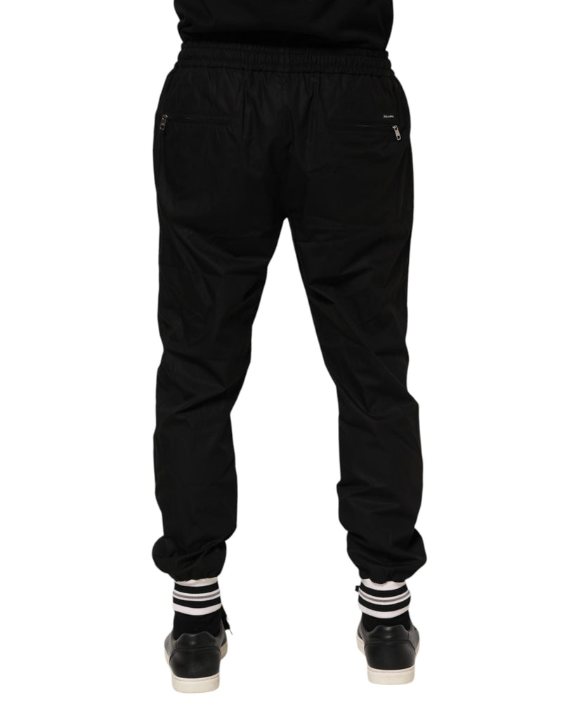 Pantalon de jogging homme en coton noir avec logo à bande de Dolce &amp; Gabbana