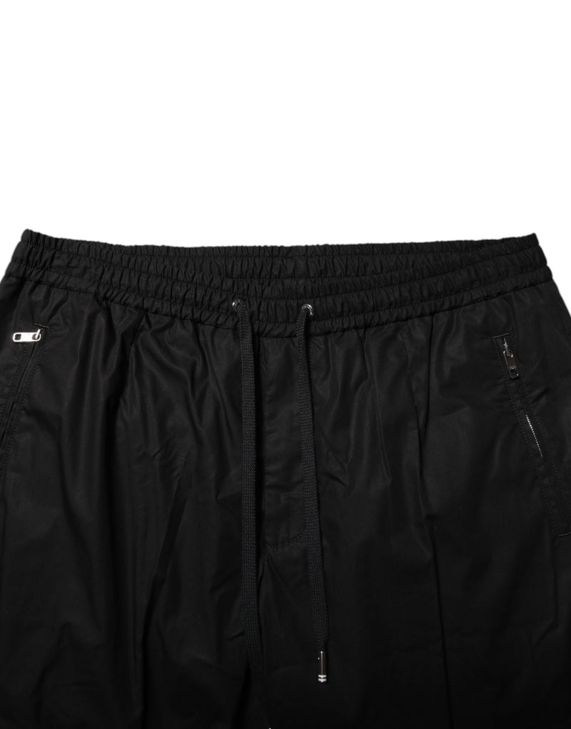 Pantalon de jogging homme en coton noir avec logo à bande de Dolce &amp; Gabbana