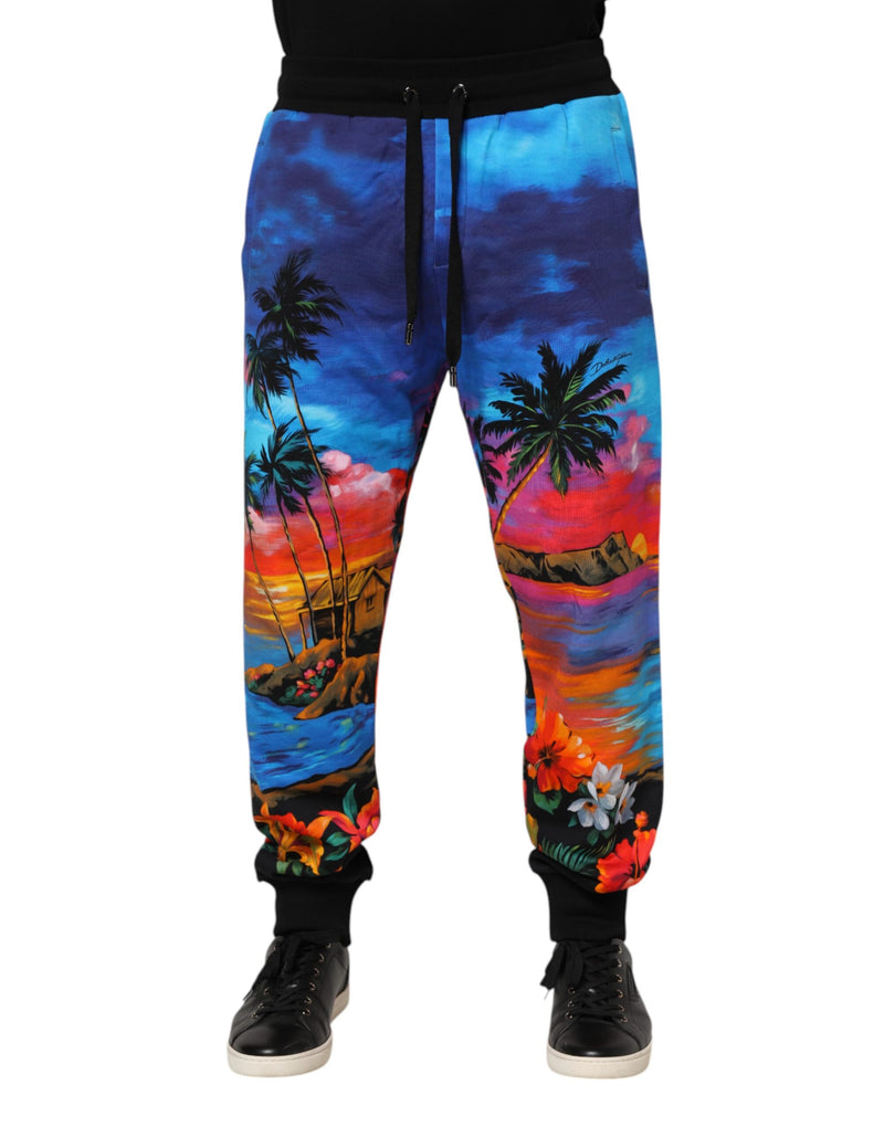 Pantalon de jogging Dolce &amp; Gabbana bleu à imprimé hawaïen