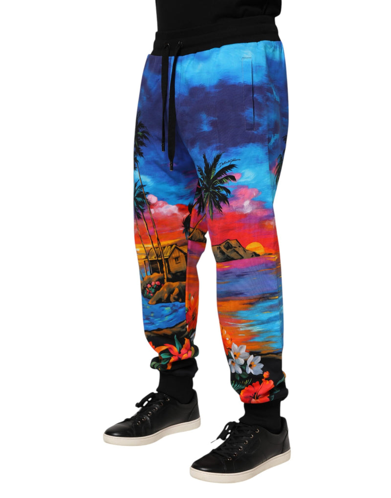 Pantalon de jogging Dolce &amp; Gabbana bleu à imprimé hawaïen