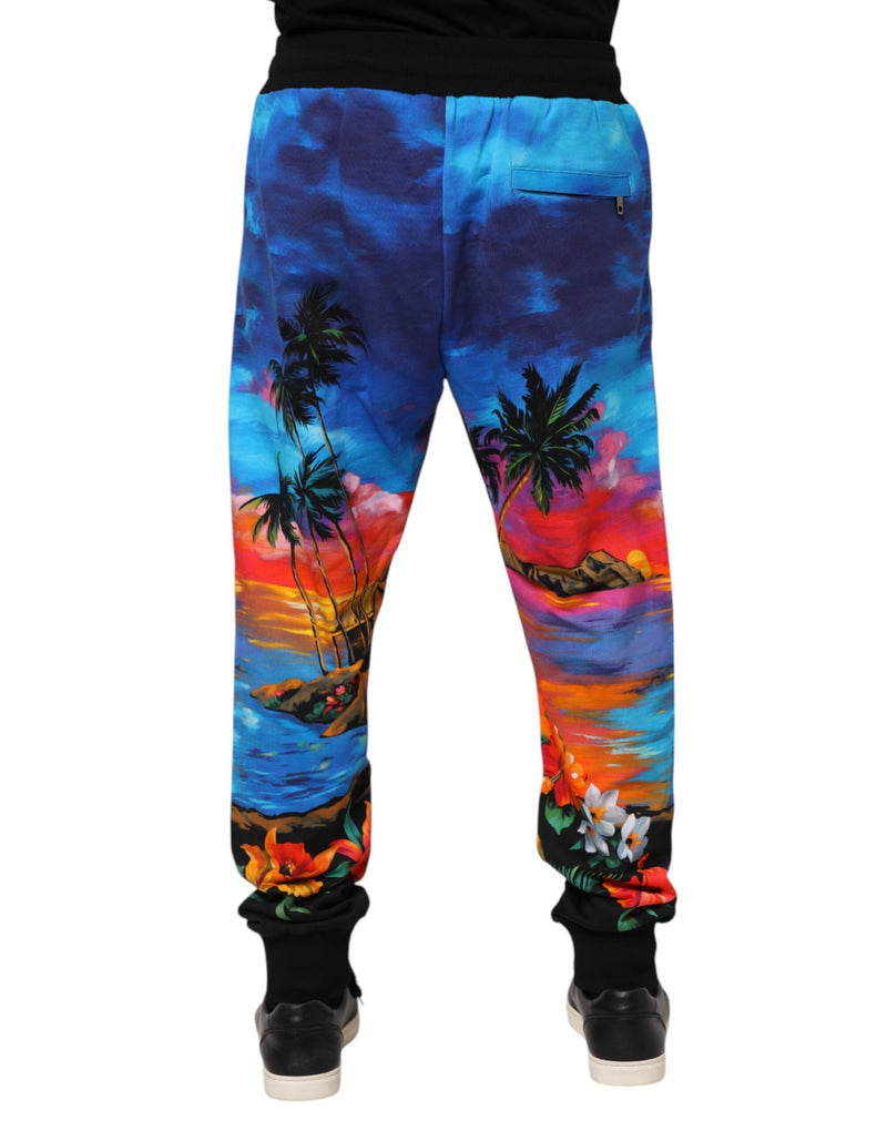 Pantalon de jogging Dolce &amp; Gabbana bleu à imprimé hawaïen