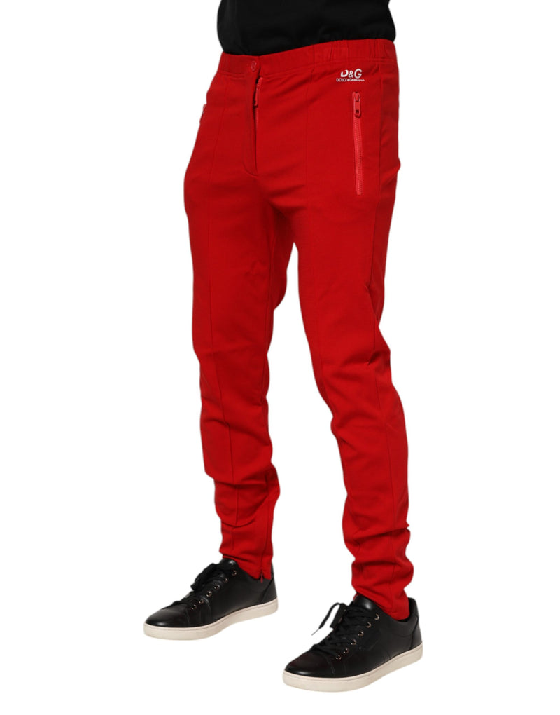 Sweat-pants jogging homme Dolce &amp; Gabbana en viscose rouge avec logo.
