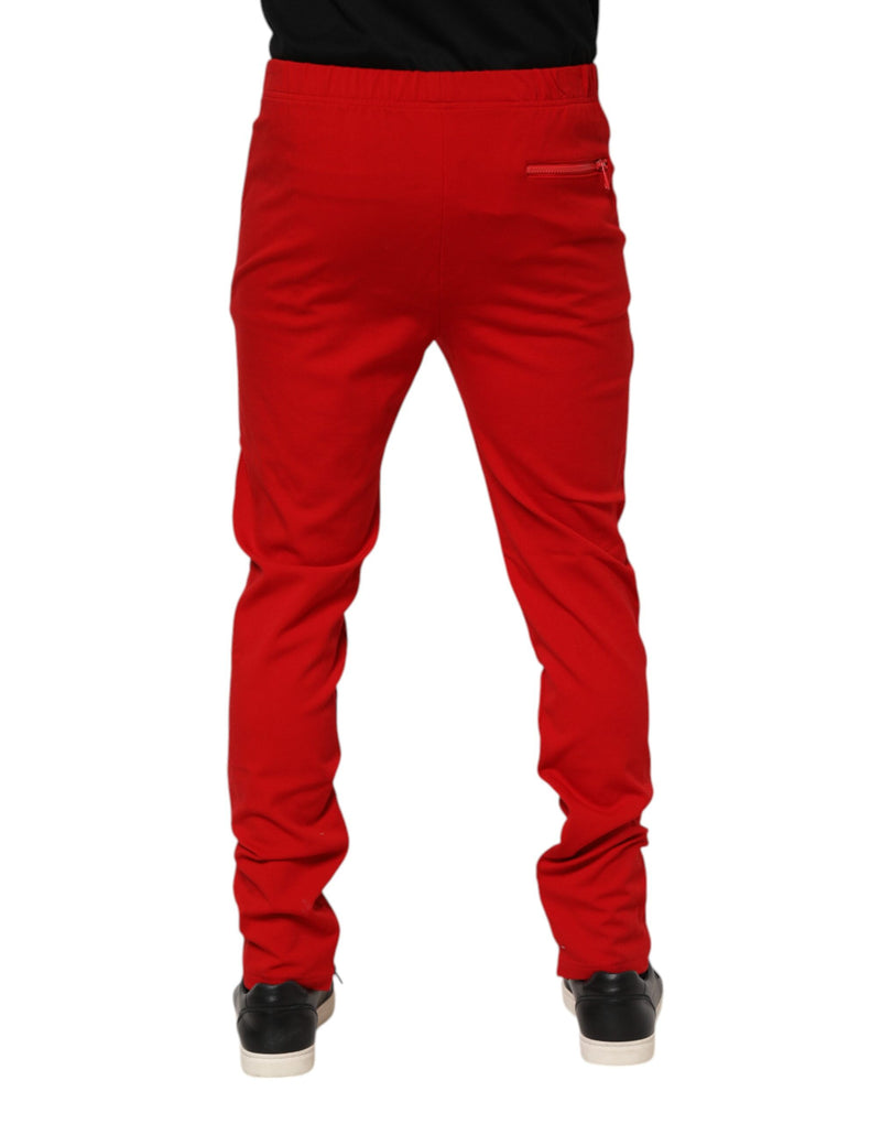 Sweat-pants jogging homme Dolce &amp; Gabbana en viscose rouge avec logo.