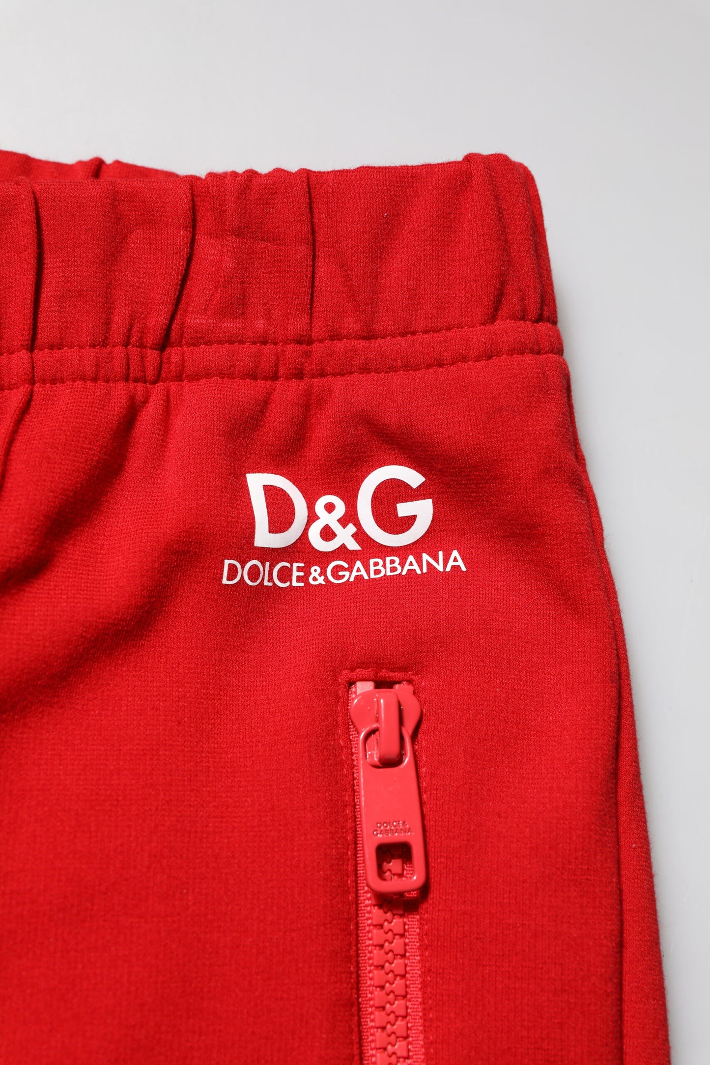 Dolce & Gabbana Red Viscose Logo Jogger Men Sweatpants Pants
