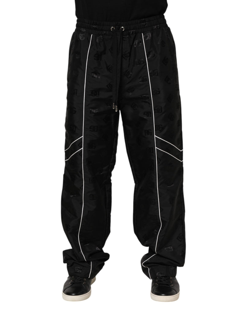 Pantalon de jogging droit en coton noir Dolce &amp; Gabbana
