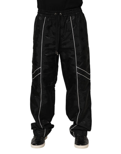 Pantalon de jogging droit en coton noir Dolce &amp; Gabbana