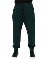 Sweat-pants jogging homme Dolce &amp; Gabbana, imprimé logo vert.