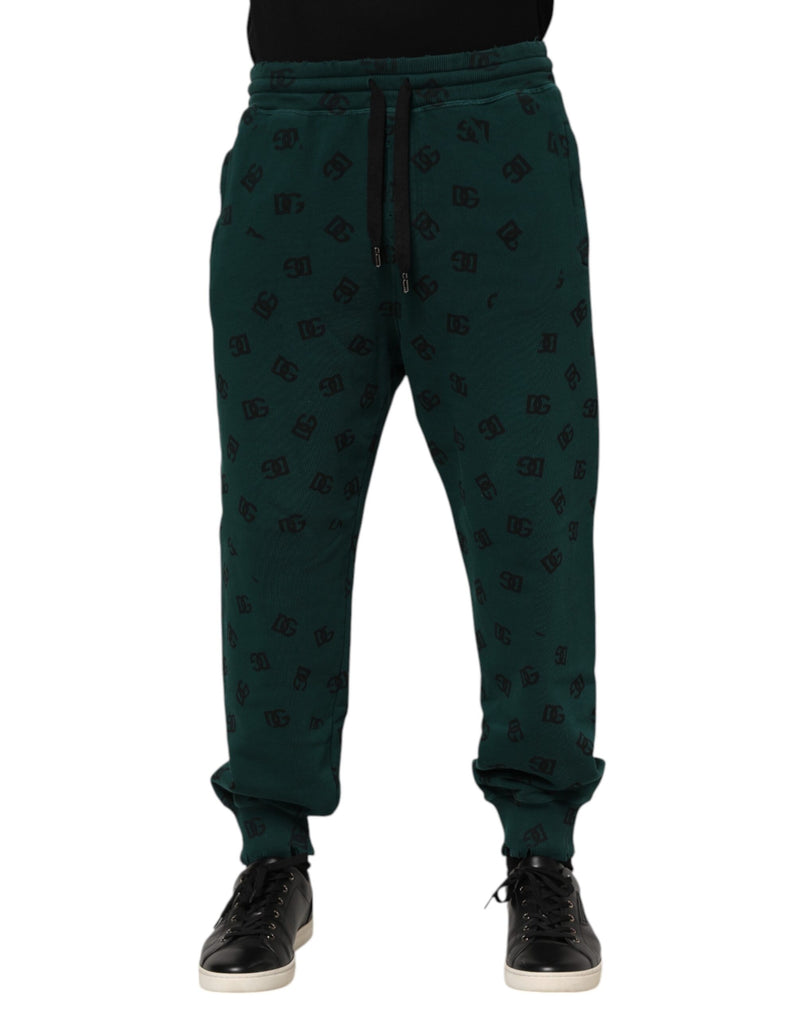 Sweat-pants jogging homme Dolce &amp; Gabbana, imprimé logo vert.