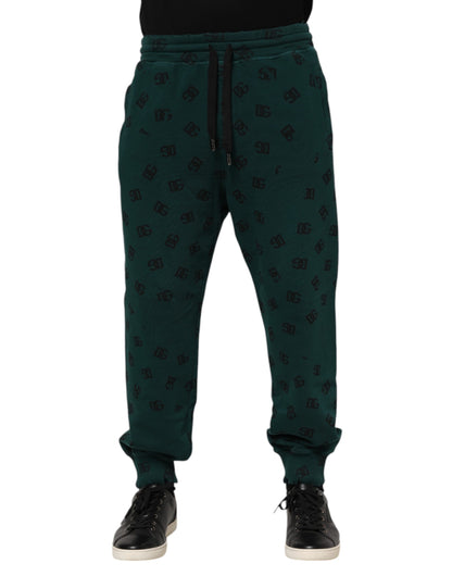 Sweat-pants jogging homme Dolce &amp; Gabbana, imprimé logo vert.
