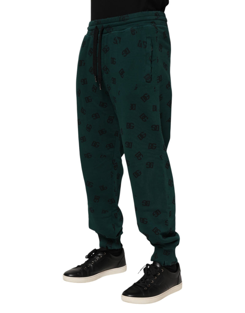 Sweat-pants jogging homme Dolce &amp; Gabbana, imprimé logo vert.