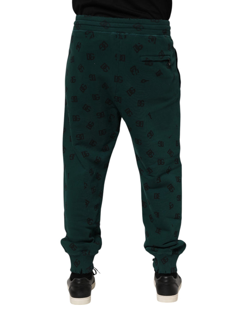 Sweat-pants jogging homme Dolce &amp; Gabbana, imprimé logo vert.