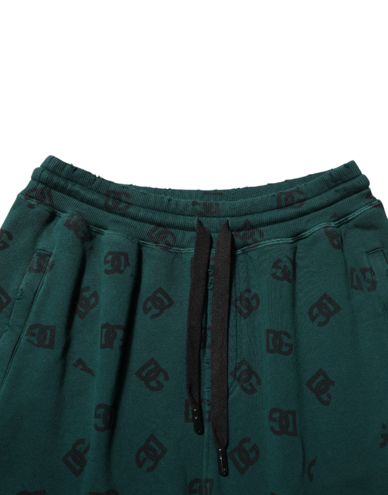 Sweat-pants jogging homme Dolce &amp; Gabbana, imprimé logo vert.