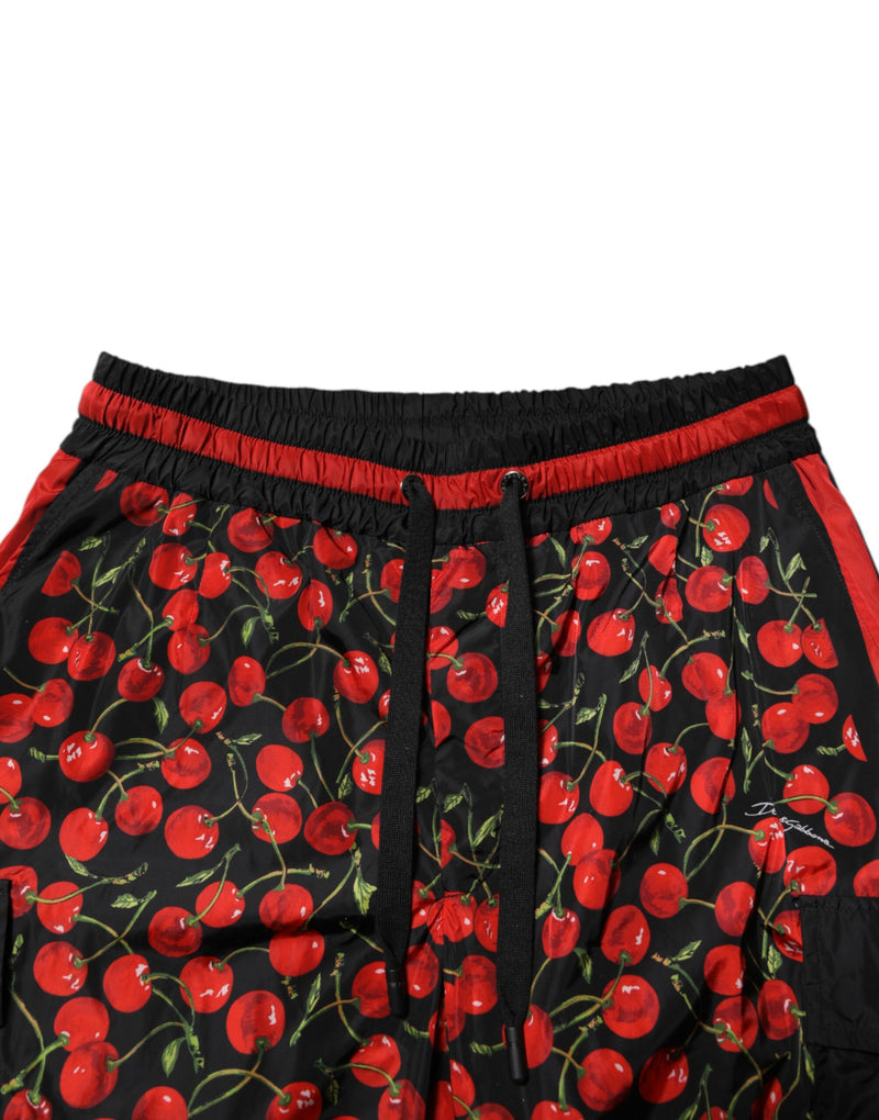 Pantalon de survêtement homme Dolce &amp; Gabbana noir à imprimé cerise rouge