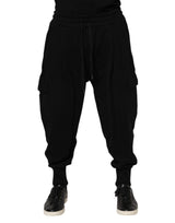 Pantalon de jogging en coton noir avec logo Dolce &amp; Gabbana
