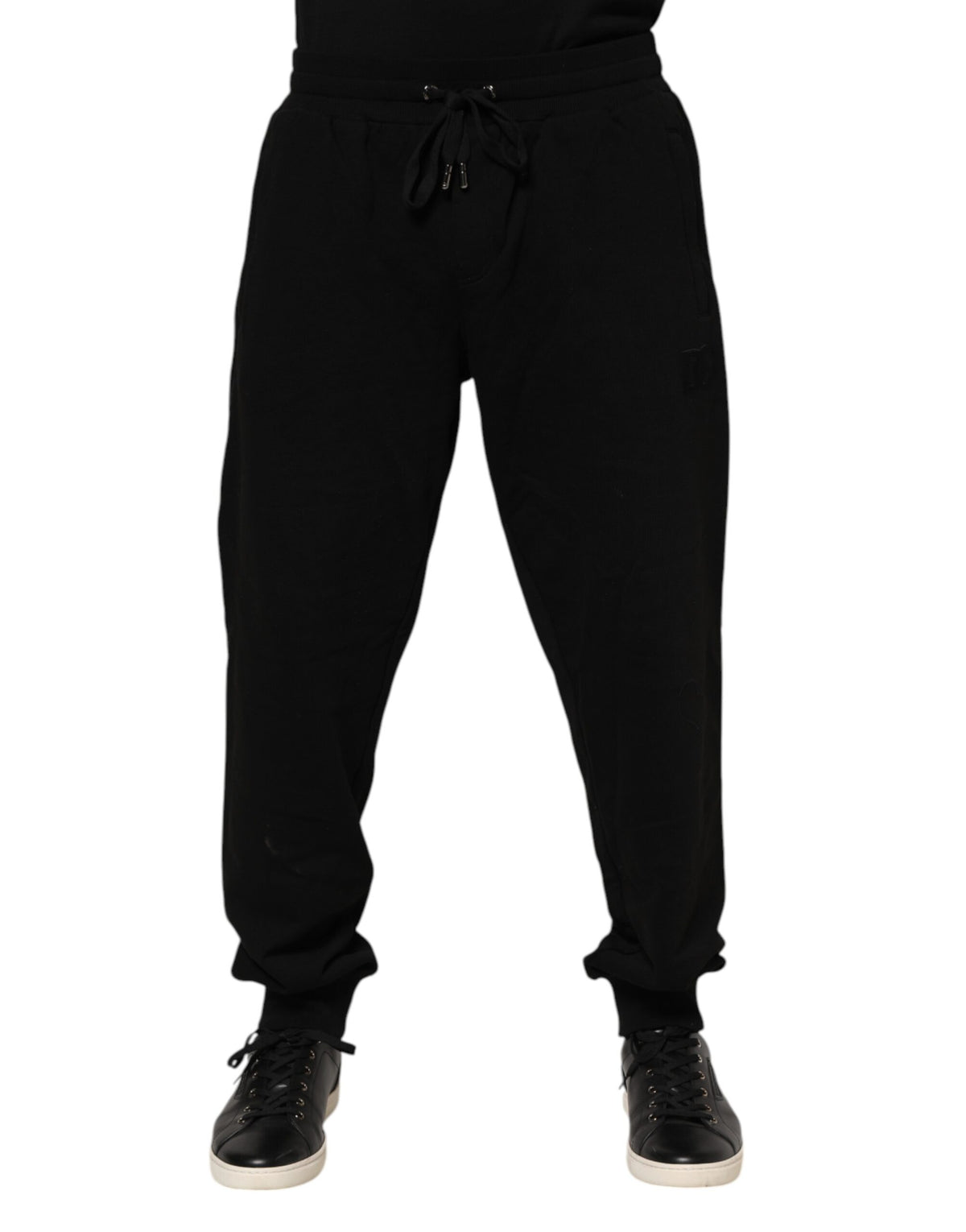 Pantalon de jogging homme en coton noir avec logo à bande de Dolce &amp; Gabbana