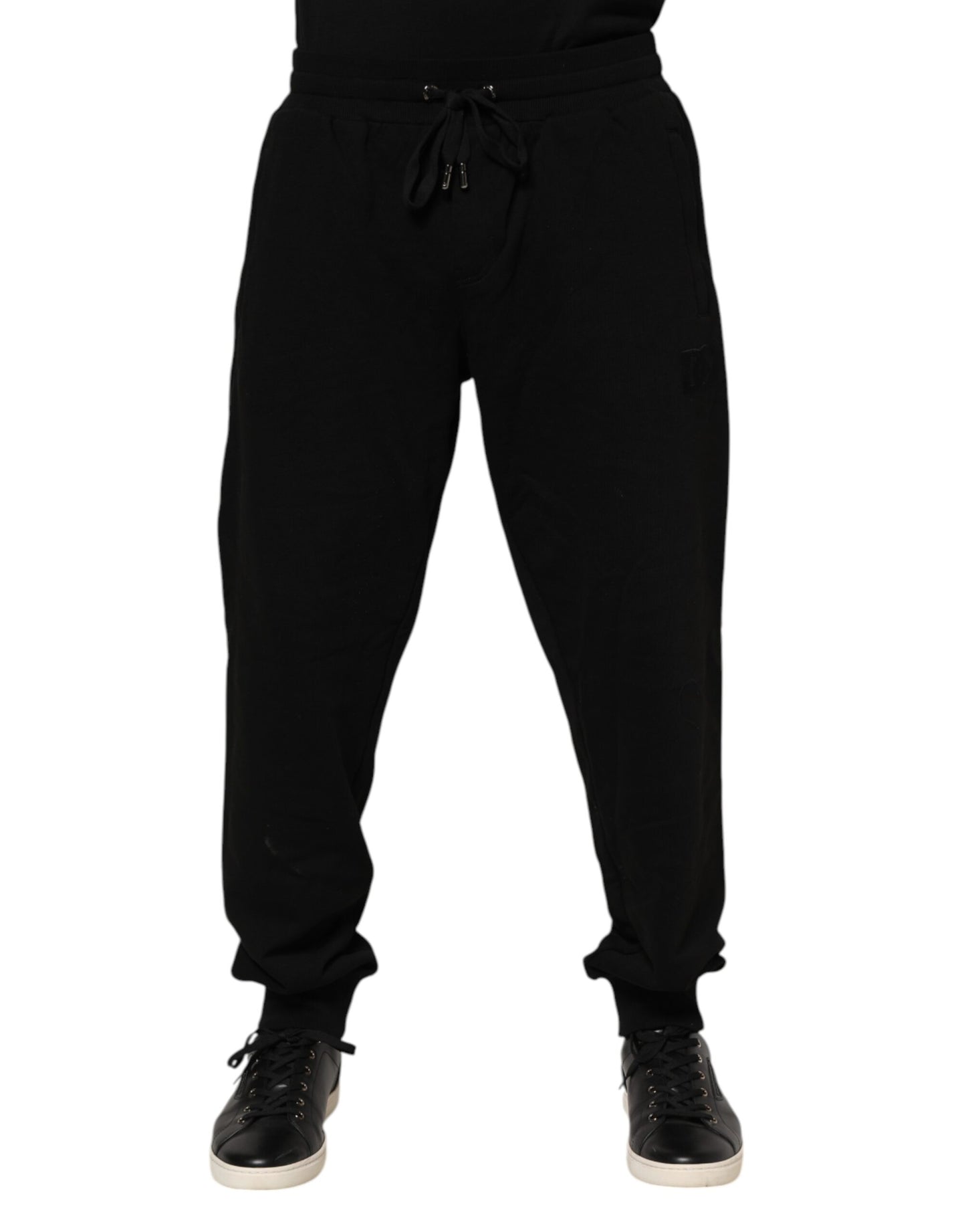 Pantalon de jogging homme en coton noir avec logo à bande de Dolce &amp; Gabbana