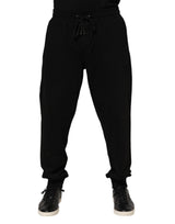 Pantalon de jogging homme en coton noir avec logo à bande de Dolce &amp; Gabbana