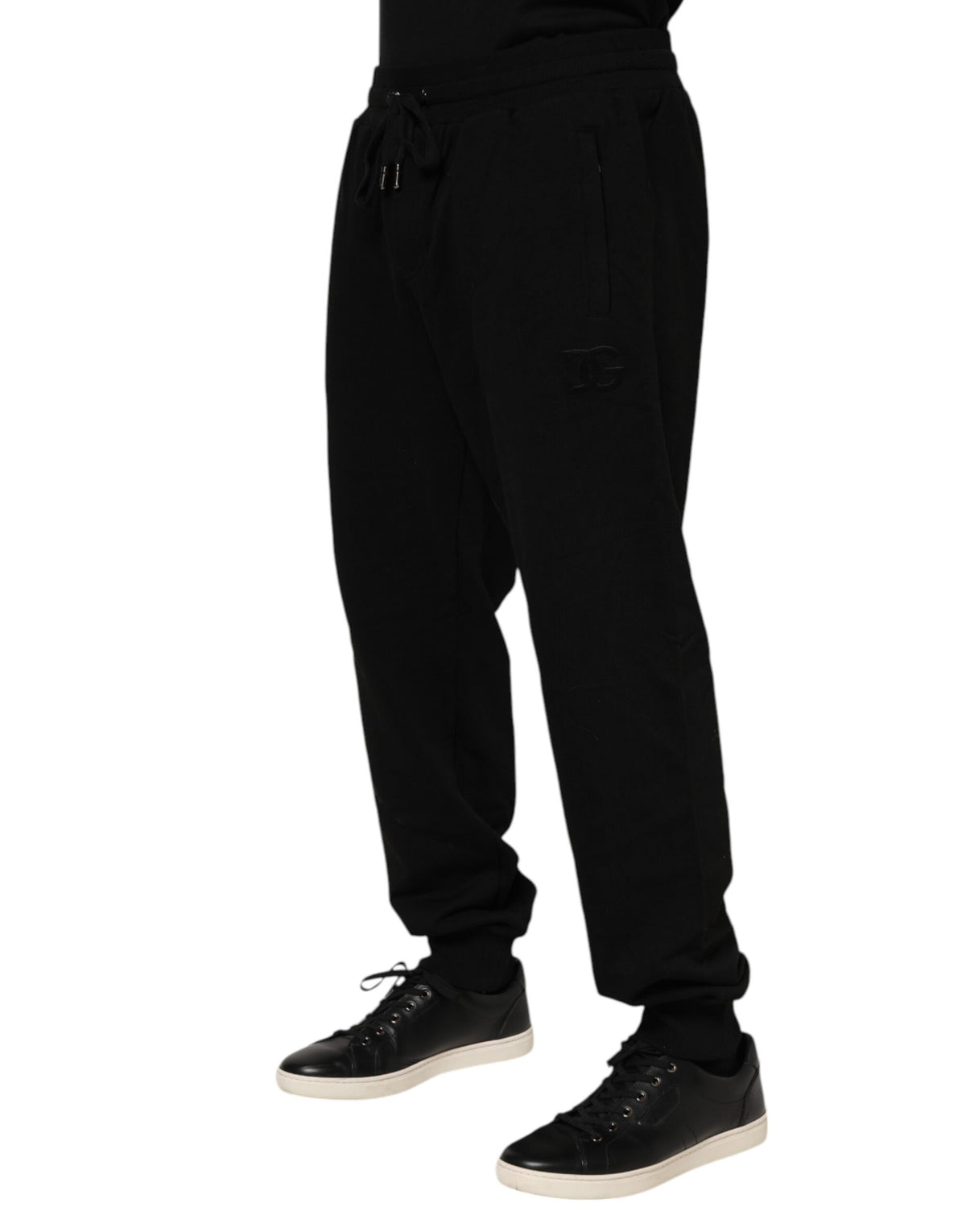 Pantalon de jogging homme en coton noir avec logo à bande de Dolce &amp; Gabbana