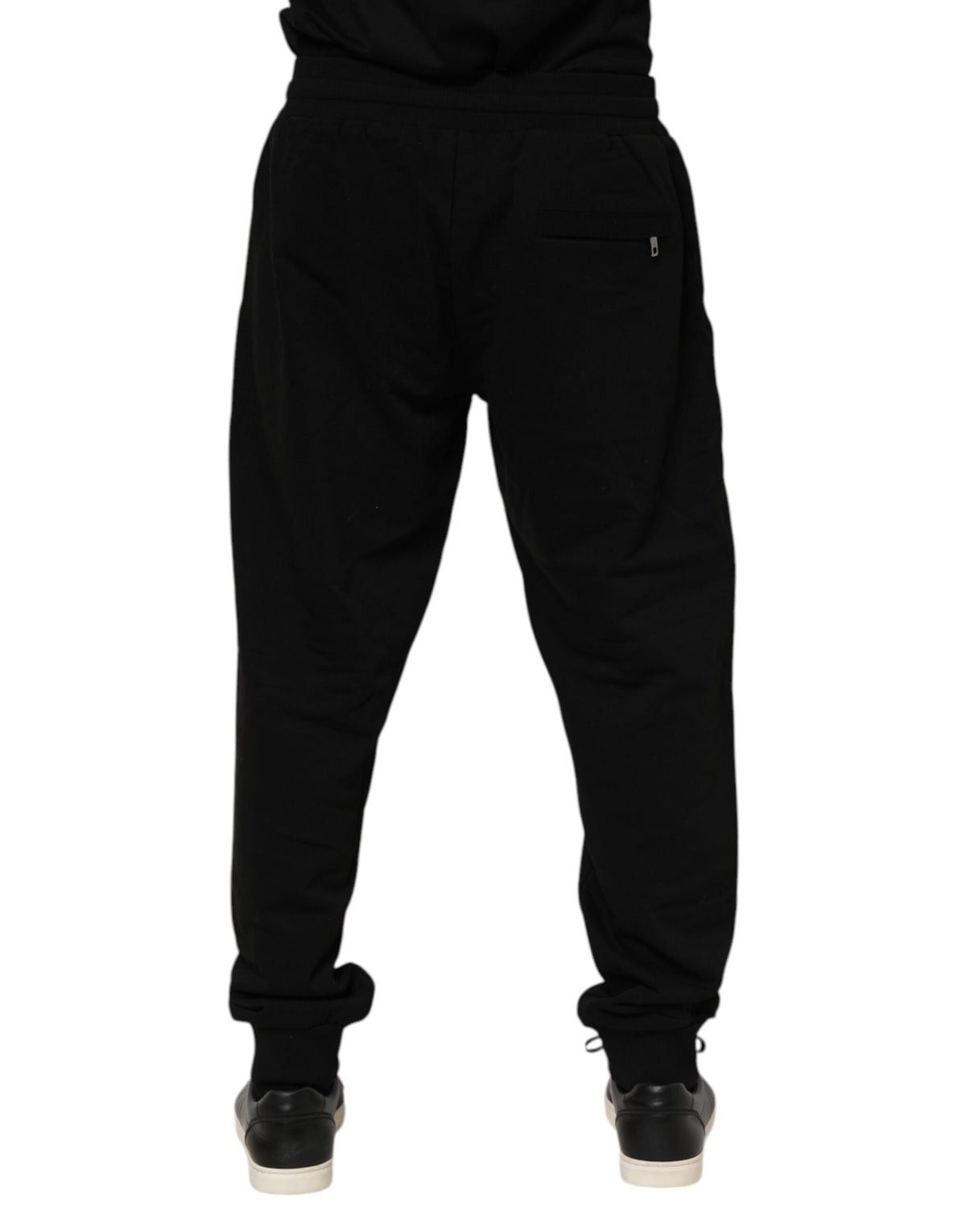 Pantalon de jogging homme en coton noir avec logo à bande de Dolce &amp; Gabbana