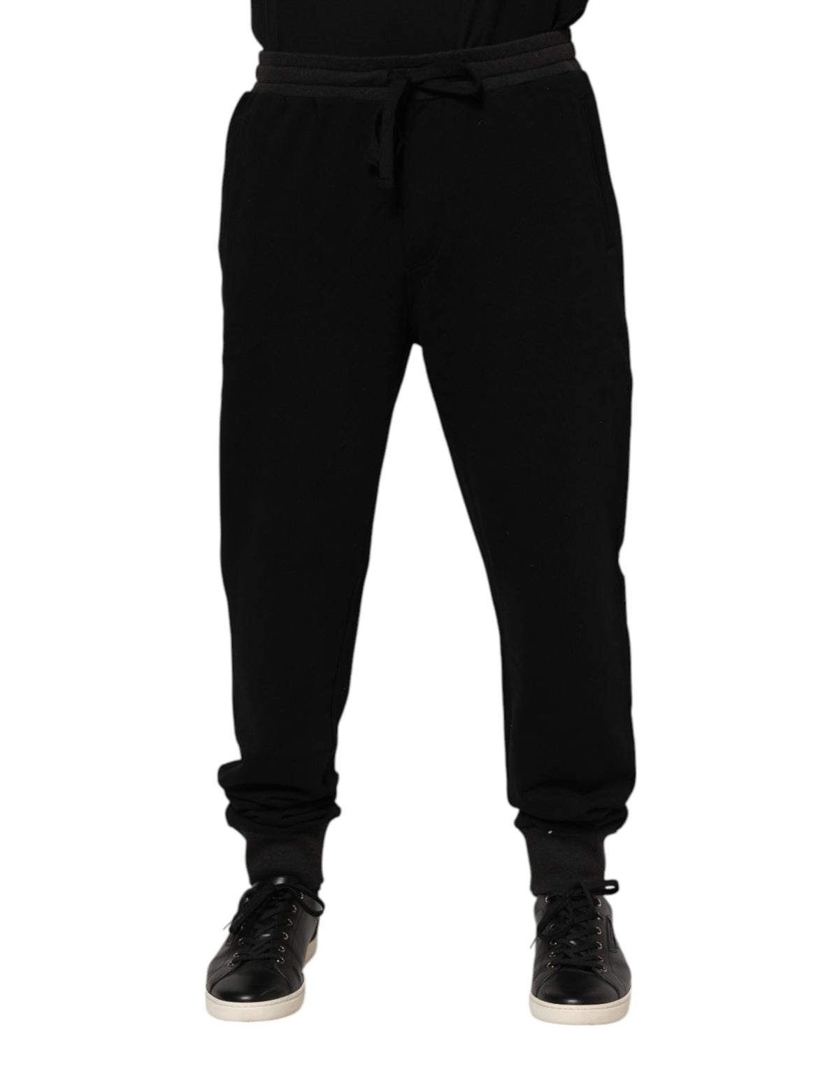 Pantalon de jogging en coton noir avec couronne Dolce &amp; Gabbana