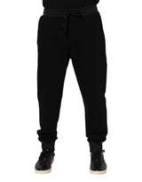Pantalon de jogging en coton noir avec couronne Dolce &amp; Gabbana