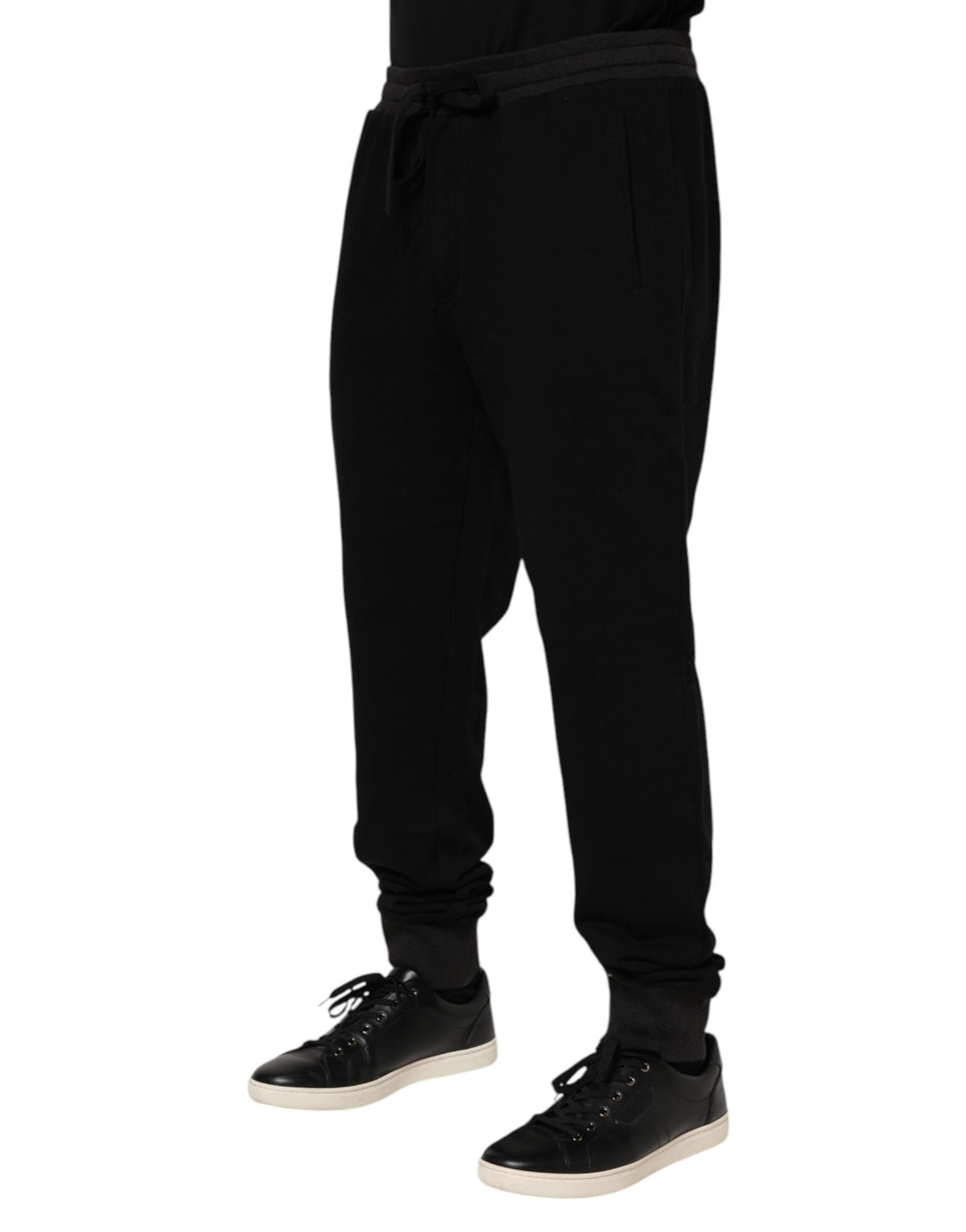 Pantalon de jogging en coton noir avec couronne Dolce &amp; Gabbana