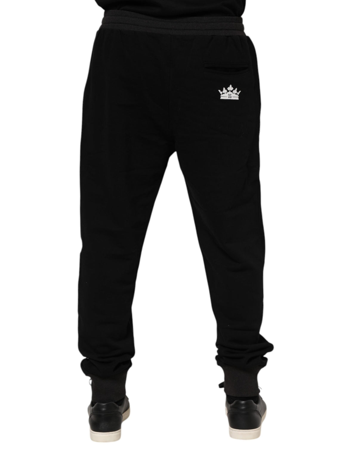 Pantalon de jogging en coton noir avec couronne Dolce &amp; Gabbana