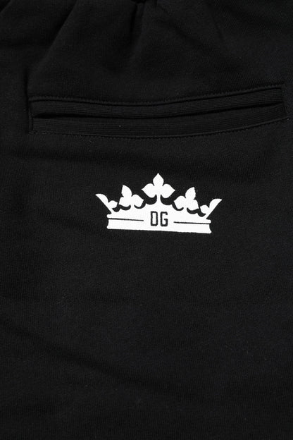 Dolce & Gabbana Black Cotton Crown Jogger Sweatpants Pants