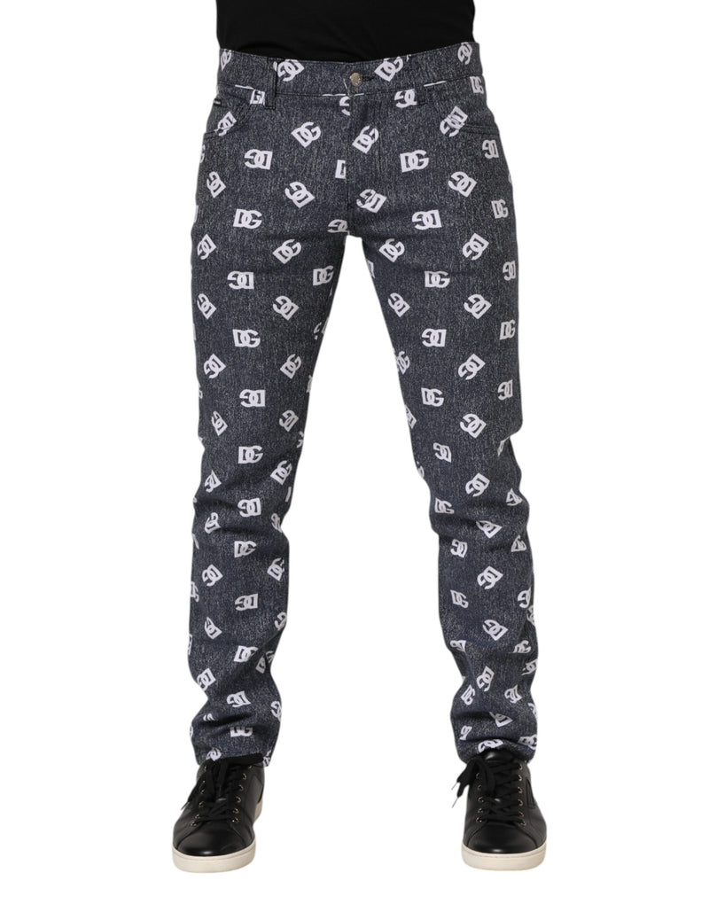 Dolce &amp; Gabbana donkergrijze katoenen skinny jeans met logo