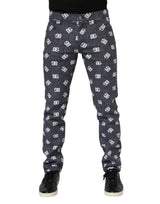 Jeans skinny en coton et coton stretch, gris foncé, avec logo Dolce &amp; Gabbana.