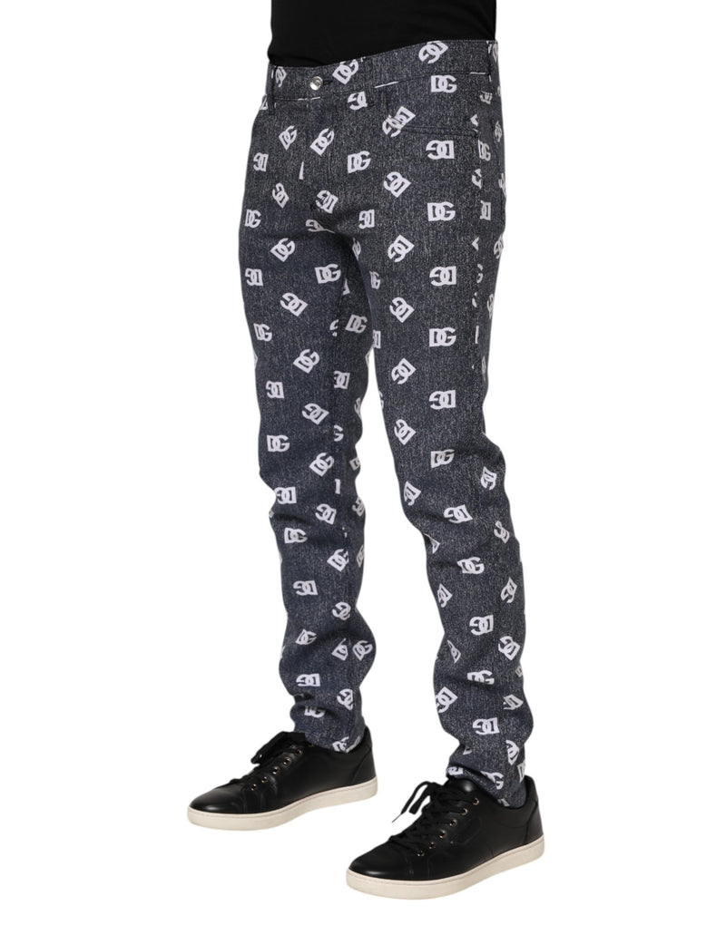 Dolce &amp; Gabbana donkergrijze katoenen skinny jeans met logo